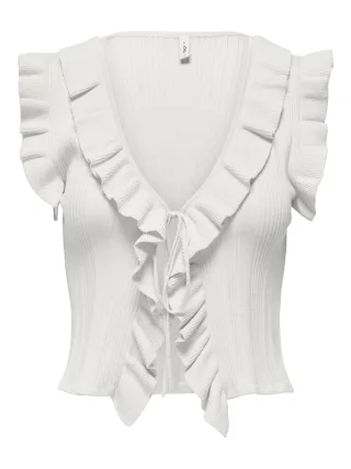 ONLY - ONLMARTINE LIFE SL FRILL CARDIGAN KNT Cloud Dancer - Gr. - M