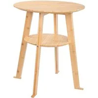 kamelshopping Beistelltisch Beistelltisch aus Bambus-Holz mit Qi Ladestation für Handys, max 10 Watt ohne Netzteil, rund oder eckig, ca. 48 cm hoch