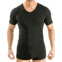 HERMKO Unterziehshirt kurzarm Shirt Bio-Baumwolle kurzarm Shirt V-Neck körpernahe Passform, Feinripp