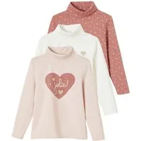 vertbaudet Langarmhemd Mädchen Rollkragenshirts BASIC 3er-Pack