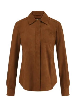 RIANI - Lederhemd pecan - Gr. - 38