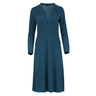 Petrolfarbenes Strick-Midikleid – Eleganter Langarm, Knielang