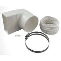 Quellmalz Abluft-Set 125er Umlenkstück Flexschlauch rund 50cm auf Flachkanal Vierkantrohr