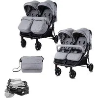 Lorelli Zwillings-Kombikinderwagen Geschwisterkinderwagen Duo, klappbar verstellbar Fußabdeckung Wickeltasche