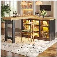 i@home Bartisch Ausziehbarer Kücheninsel-Esstisch eiten-Schrank Kombination (Packung Set), 360° drehbare smartes Farblichtsystem