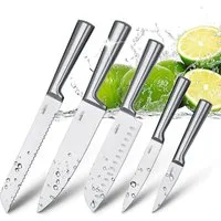 ibettertec Kochmesser Messer Set 5-tlg,  Profi Küchenmesser Set aus Edelstahl, mit Santoku, Kochmesser, Brotmesser, Universalmesser, Gemüsemesser