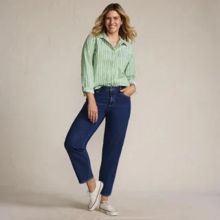 Relaxte Soft Denim Straight Fit 7/8-Jeans, Damen,  Blau, Elasthan/Baumwoll-Mischung, by Lands' End