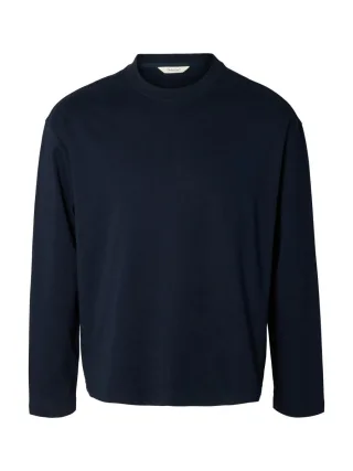 selected men - Langarmshirt blau - Gr. - M
