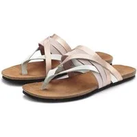 LASCANA Sommerschuh, offener Schuh, Pantolette, Sandale, Zehentrenner aus Leder mit Korkfußbett