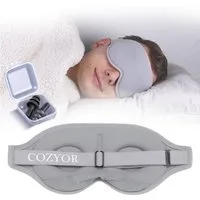 Cozyor Schlafmaske 100% Blackout-Effekt 3D Augenmaske mit ergonomischem Design, Reiseset klein & kompakt hellgrau Moonlight, Schlafmaske mit wiederverwendbaren Ohrstöpseln, extra Polsterung und variable Passform