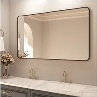 Hopibath Spiegel Bad Schwarz 120x70cm Badspiegel Extra groß (Wandspiegel groß Wohnzimmer Flurspiegel, Rechteckig), mit Sicherheitsfolie