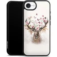 DeinDesign Handyhülle Hirsch Tiere Blumen Hirsch Blumen Geweih, Apple iPhone 16e Gallery Case Glas Hülle