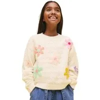 Next Strickpullover Pullover mit Blumenstickereien in 3D-Optik (1-tlg)