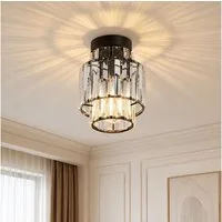 Nettlife Deckenleuchte retro Schwarz Kristall Modern E27 Küchenlampe Metall, Innen Deckenbeleuchtung für Korridor Balkon flur küchen