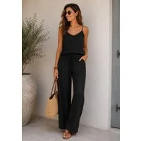 SUBLEVEL Chinos Damen Luftige Sommerhose Freizeit Weit geschnitten Stoffhose Musselin