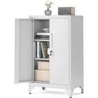 SONGMICS Aktenschrank Mehrzweckschrank, Büroschrank mit 2 Türen Schrank abschließbar, Aufbewahrungsschrank aus Stahl