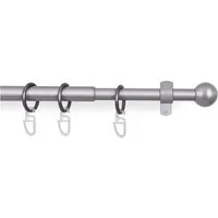 Bestlivings Gardinenstange mit dekorativen Endstücken 120-220 cm, Ø 16 mm, 1-läufig, ausziehbar, Wandträger, verschraubt, Metall, inkl. Ringe mit Faltlegehaken und Befestigungsmaterial