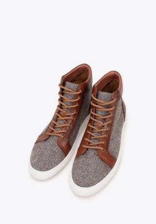 Wittchen Herren-Sneaker aus Leder, hohe Passform, braunes Naturleder
