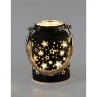 formano LED Dekolicht Deko Licht LED Laterne mattem Farbglas mit goldenem Sterndekor + TImer