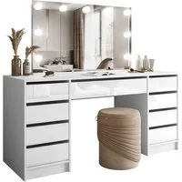 Lookway Schminktisch MADA DOUBLE ELITE mit Spiegel und Beleuchtung