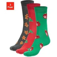 John Devin Socken Herrensocken Weihnachten (Packung, 3-Paar, Gr. 39-42 bis 43-46) mit unterschiedlichen Weihnachtsmotiven