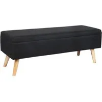 relaxdays Truhenbank Sitzbank mit Stauraum Leinenoptik (1-St), schwarz