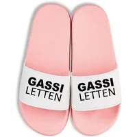 Youth Designz Herren Damen Badelatschen "Gassi Letten" Fun-Print lustig Geschenk Badeschuh mit witzigen Aufdruck für Männer und Frauen um Ein Statement zu setzen