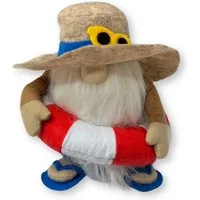 XiRRiX Wichtel Gnom Sommerwichtel "Sunny Suvi" im Urlaubsoutfitt (H:ca. 20 cm) (Sommerdekoration, Wichtelfigur Urlaub), Sommerdeko Zwerg mit tollen Details aus Filz