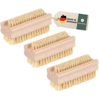 Hovedal Nagelbürste 3er Set Nagelbürste Holz, Handbürste, Handwaschbürste aus Holz, Aus Holz und Naturborsten, Naturbürste, Fingerbürste, Handbürsten