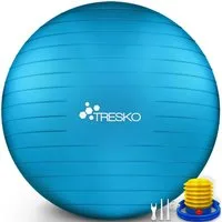 TRESKO Gymnastikball mit GRATIS Übungsposter inkl. Luftpumpe Yogaball, BPA-Frei Sitzball Büro Anti-Burst inkl. Luftpumpe, Fitnessball