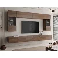 MIRJAN24 Wohnwand Calabrini I, (6er-Set, 2x TV-Lowboard, 2x Wandregal, 2x Hängevitrine), LED-Beleuchtung als Option