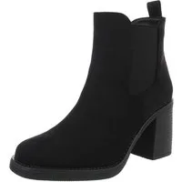 Ital-Design Eleganter Chelsea-Boot mit elastischem Einsatz und Sohle High-Heel-Stiefelette (90726844) Blockabsatz Stiefeletten in Schwarz
