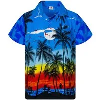 King Kameha Hawaiihemd Beach, Herren, Übergrößen 7XL-12XL, Kurzarm, Front-Tasche