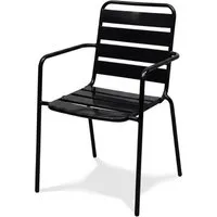 KHG Gartenstuhl mit Armlehnen Anthrazit stapelbar, bis 150 kg belastbar (Outdoor Stapelstuhl), aus Stahl mit wetterfester E-Coating-Beschichtung