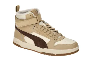 Puma 387604 09 Herren Mid Cut Sneaker beige alpine snow/coffee/gold