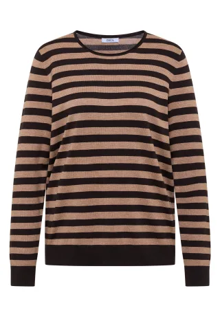 CECIL - Pullover mit Rundhals und Streifen truffle brown - Gr. - XL