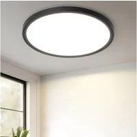 ZMH LED Deckenleuchte Whonzimmer ∅18CM Schwarz/Weiß Schlafzimmerlampe 15W für Küche Flur, Augenschutz, Einfache Installtion, LED fest integriert, Neutralweiß, 4000K Flach Deckenlampe