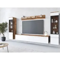 Home affaire Wohnwand VERA II, Vitrinen Türanschlag wechselbar, (Komplett-Set, 4-St), Mediawand 260 cm, Vitrine mit Verglasung, stehend und hängend