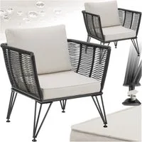 tectake Essgruppe Garten-Loungesessel Sundo im Rope-Design, (Set., 2-tlg), Solide Gestelle aus pulverbeschichtetem Stahl
