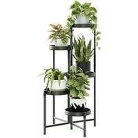 Bamworld Blumenständer 5 Ebenen, Modernes Metall Pflanzenregal, 48,5x48,5x82 cm (1 St), Platzsparend für Indoor & Outdoor Nutzung, Hohe Belastbarkeit