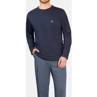Hajo Pyjama Premium Cotton (Set, 2 tlg) Schlafanzug - Baumwolle - Lange Hose und Langarm-Shirt mit Brusttasche