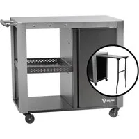 BBQ-Toro Grillablagetisch Grillwagen 95 x 50 x 80 cm, Silber Grilltisch, Grill Beistelltisch (1-St), Vier integrierte Bremsen
