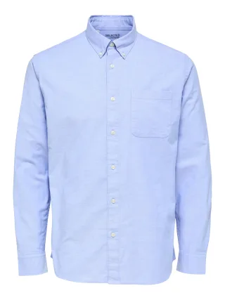 selected men - SLMCOLE-RICK OX REG LS SHIRT NOOS Blau - Gr. - M