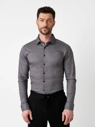 DESOTO - Casual Kent 1/1 grey twill - Gr. - XL