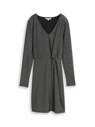 Denim Tom Tailor - Fitted Mini-Kleid mit Glitzer-Effekt black glitter - Gr. - S