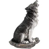 Figuren Shop GmbH Tierfigur Wolfsfigur – Schattenwolf Statue sitzend heulend Gothic Deko 20 cm