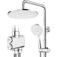 Rainsworth Duschsystem mit Armatur, mit Ablage, 25 X 25 cm Rund Regendusche, 3 Strahlart(en), Regendusche mit Armatur aus Messing, 25cm Regendusche