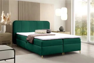 Boxspringbett Schlafzimmerbett AVERY 140x220cm Stoff Magic Velvet Flaschengrün