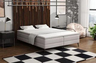 Boxspringbett Schlafzimmerbett BREST 180x200cm Stoff Soro Hellgrau