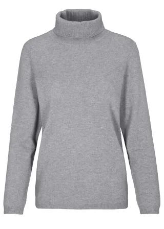 CLARINA - NOS Rollkragen-Pullover, uni 800 grau mel. - Gr. - 42